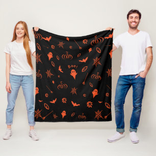 Cobertor De Velo Fantasma Assustador Fofo Preto Laranja Halloween