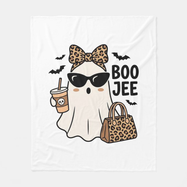 Cobertor De Velo Fantasma Boo Jee Halloween Arco Leopardo Design Ve (Frente)