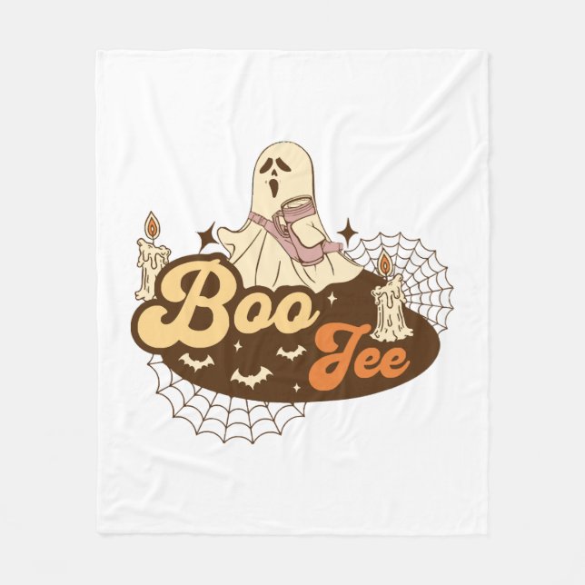 Cobertor De Velo Fantasma Boo-Jee Halloween engraçado (Frente)