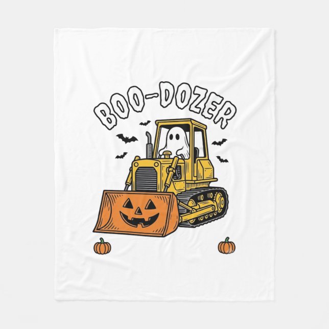 Cobertor De Velo Fantasma de Halloween Boo Dozer Bulldozer Engraçad (Frente)