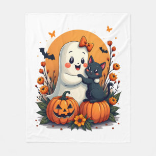 Cobertor De Velo Fantasma de Halloween Vintage Segurando Gato Preto