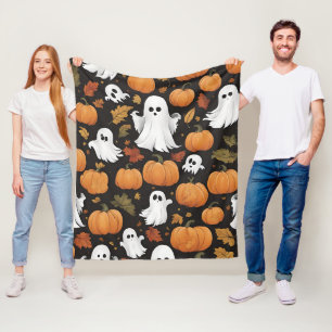 Cobertor De Velo Fantasma e Abóbora de Halloween Gerados por IA