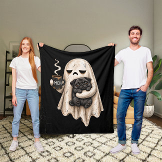 Cobertor De Velo Fantasma Mal-Humorado Segurando Cachorro Pug Preto