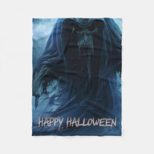 Cobertor De Velo Fantasma preto em uma paisagem infernal - Hallowee