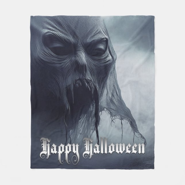 Cobertor De Velo Fantasma preto em uma paisagem infernal - Hallowee (Frente)