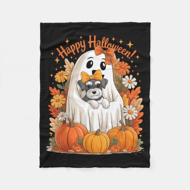 Cobertor De Velo Fantasma segurando cachorro Schnauzer Miniatura Fl (Frente)