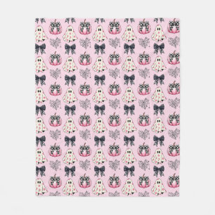 Cobertor De Velo Fantasmas, Abóboras e Arcos do Dia das Bruxas Rosa