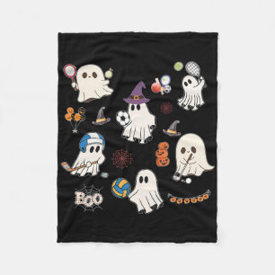 Cobertor De Velo Fantasmas de Halloween Jogando Futebol Tênis Hóque