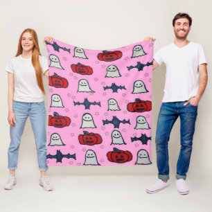 Cobertor De Velo Fantasmas do Halloween, Morcegos e Jack o Lanterna