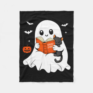 Cobertor De Velo Fantasmas Lendo Livro Gato Preto Fantasia de Hallo