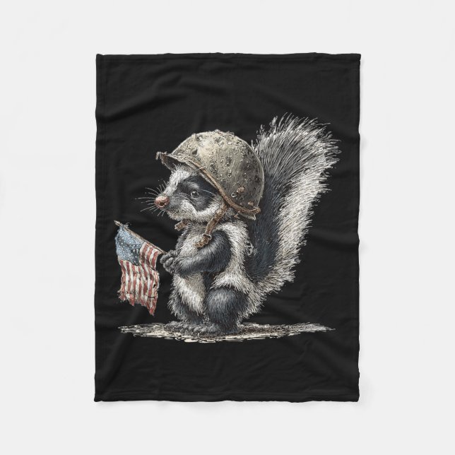 Cobertor De Velo Fantástico Costume Skunk No Olhar Militar (Frente)