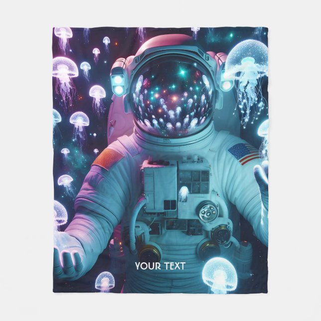 Cobertor De Velo Fantasy Astronauta Gelyfish Space (Frente)
