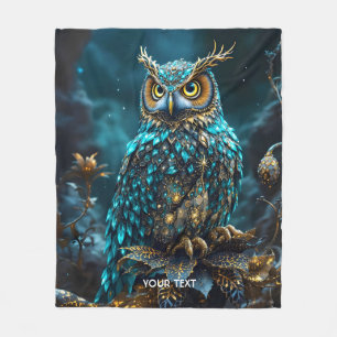 Cobertor De Velo Fantasy Cute Brass Turquoise Owl