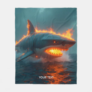 Cobertor De Velo Fantasy Cute Fire Shark Sea