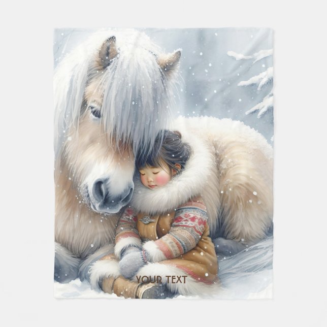 Cobertor De Velo Fantasy Cute Horse Girl Winter (Frente)