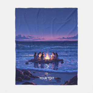 Cobertor De Velo Fantasy Cute Night Sea Bonfire