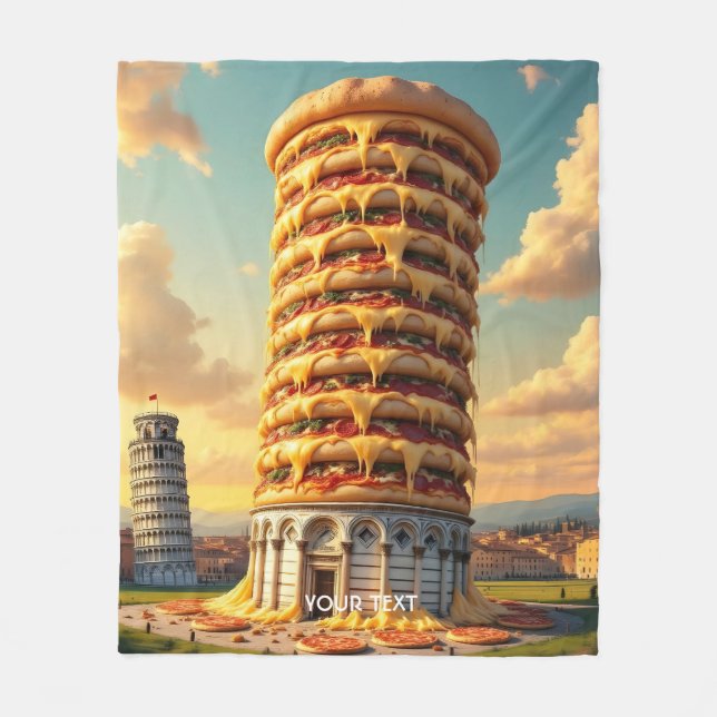 Cobertor De Velo Fantasy Cute Pisa Tower Pizza (Frente)