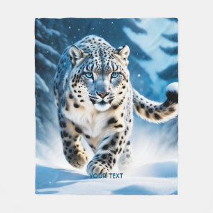 Cobertor De Velo Fantasy Cute Snow Leopard Correndo