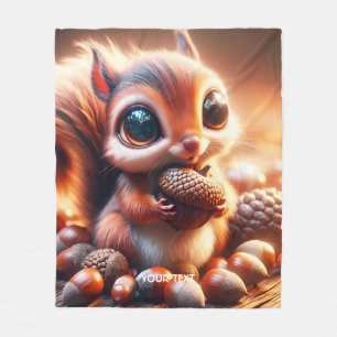 Cobertor De Velo Fantasy Cute Squirrel Holding Acorn