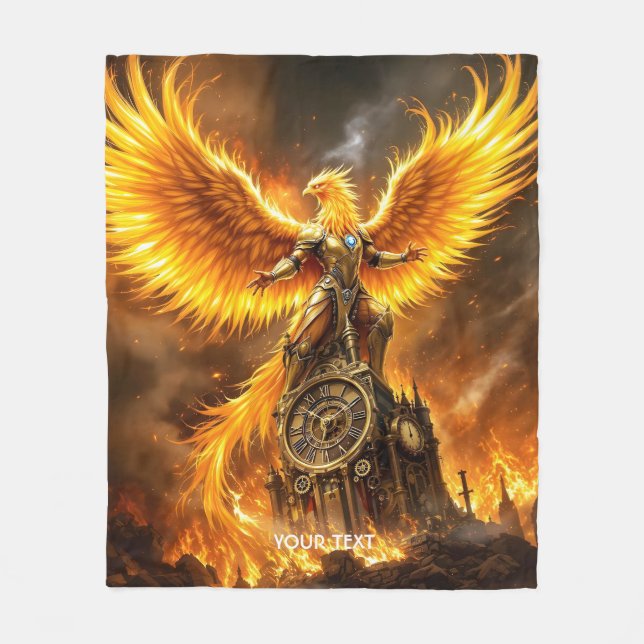 Cobertor De Velo Fantasy Cute Steampunk Flames Phoenix (Frente)