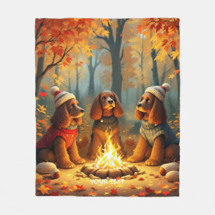 Cobertor De Velo Fantasy Cute Three Autumn Dogs