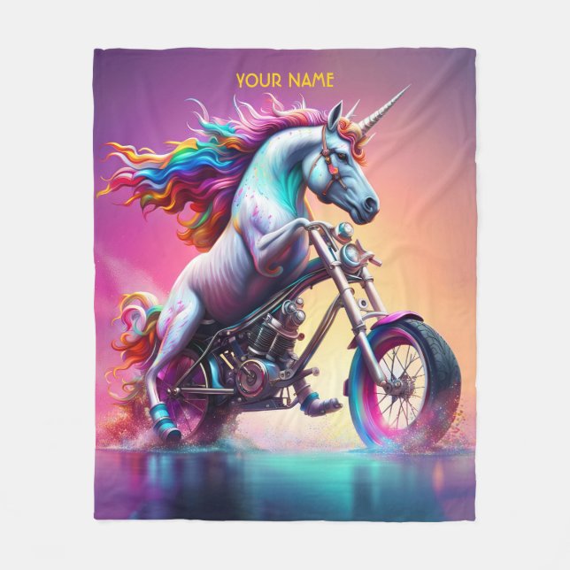 Cobertor De Velo Fantasy Cute Unicorn Riding Bike (Frente)