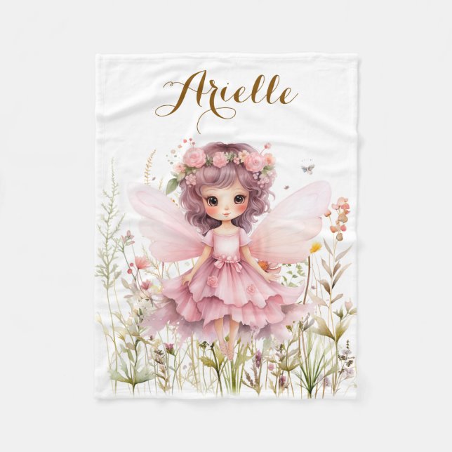 Cobertor De Velo Fantasy Fairy Wildflower Pastel (Frente)