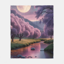 Cobertor De Velo Fantasy Moonlit River Dreamscape Illustration