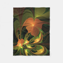Cobertor De Velo Fantasy Plant Abstrato Green Rust Brown Fractal