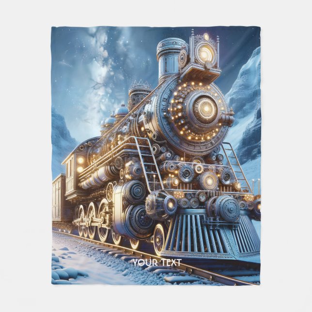 Cobertor De Velo Fantasy Steam Train Winter (Frente)