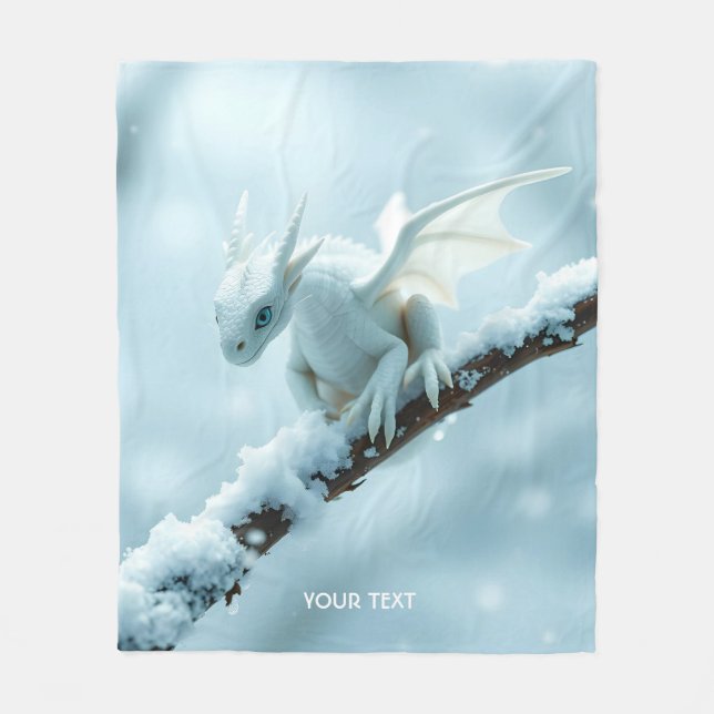 Cobertor De Velo Fantasy White Baby Dragon (Frente)