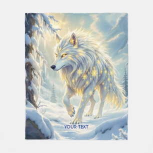Cobertor De Velo Fantasy White Wolf Winter
