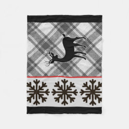 Cobertor De Velo Farmhouse Black White Xadrez Buffalo Deer Snowflak