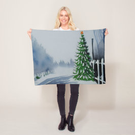 Cobertor De Velo Farmhouse Country Christmas Watercolor
