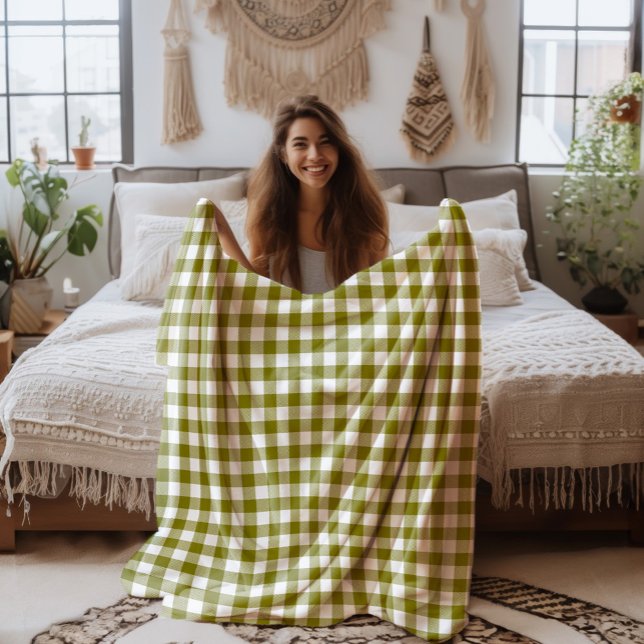 Cobertor De Velo Farmhouse Olive-Green and White Buffalo Plaid (Criador carregado)