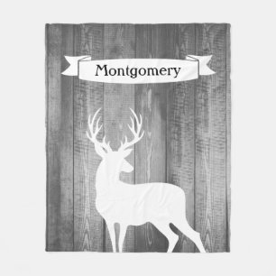 Cobertor De Velo Farmhouse Rustic White Deer Ribbon Family Name