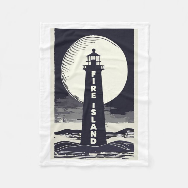 Cobertor De Velo Farol Fire Island Nova York Lua  (Frente)