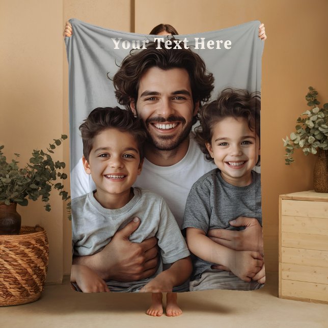 Cobertor De Velo Fathers Day Fleece Blanket Custom Photo Text Gifts (Criador carregado)