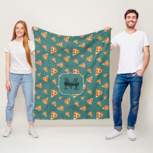 Cobertor De Velo Fatias de pizza legais padrão vintage azul-turques