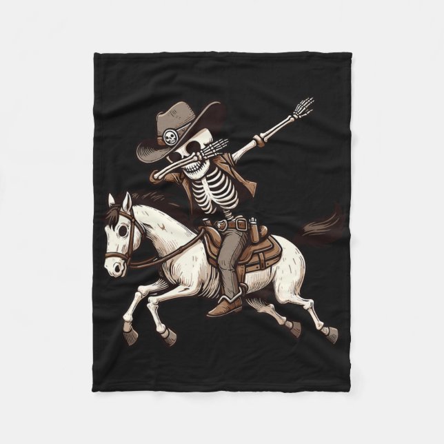 Cobertor De Velo Fato de Cowboy Esqueleto Dabbing de Halloween para (Frente)