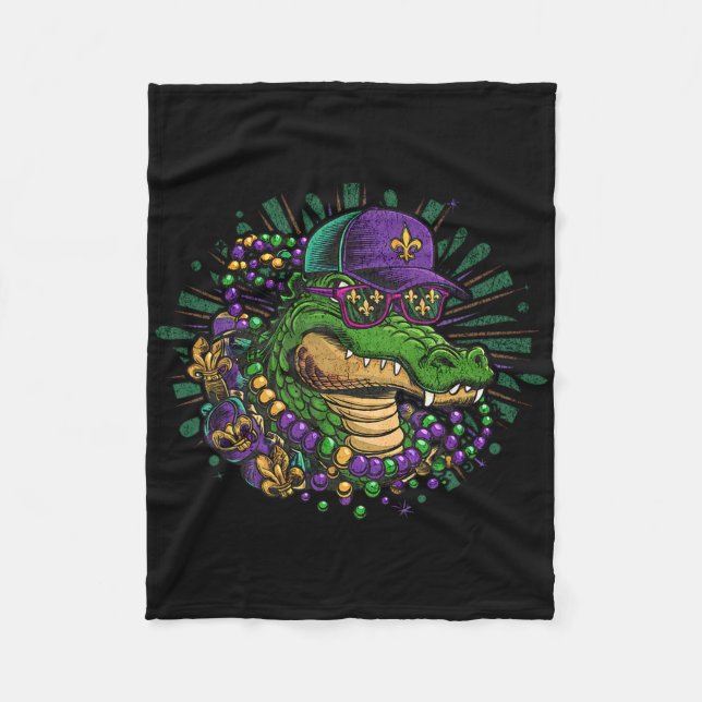 Cobertor De Velo Fato de Jacaré do Mardi Gras Mardigator para Mulhe (Frente)