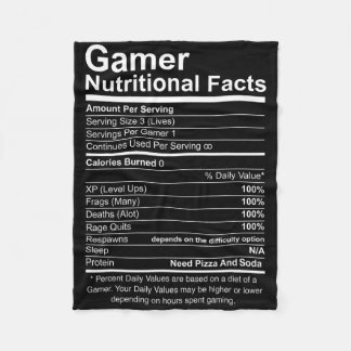 Cobertor De Velo Fatos Nutricionais de Gamer Gamer Legal Jogo de Ví