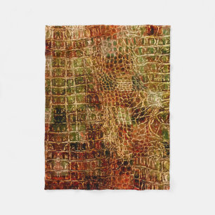 Cobertor De Velo Faux Alligator Animal Pele Couro Vermelho Castanho