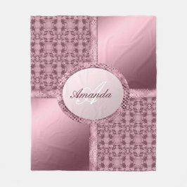 Cobertor De Velo Faux Lace Satin Jewels Pink Monograma