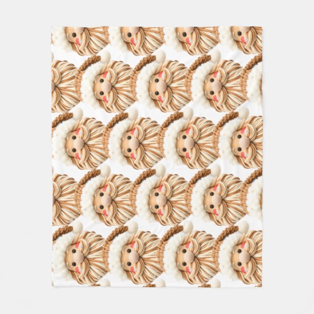 Cobertor De Velo Faux yarn notch-hook Santa face Christmas (Frente)