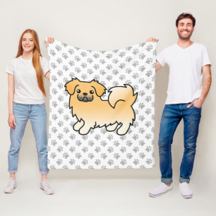 Cobertor De Velo Fawn Tibetan Spaniel Cute Cartoon Dog & Paws