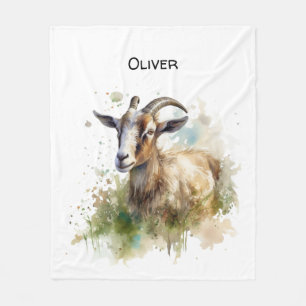 Cobertor De Velo Fazenda de Cabra em Aquarela, personalizado