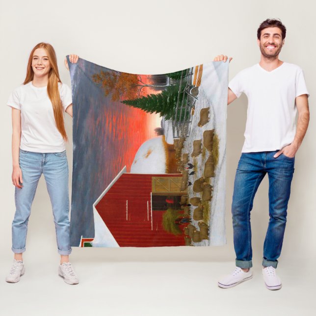 Cobertor De Velo Fazenda Life Barnyard no Winter Horatio Shaw 1885 (In Situ)