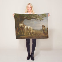 Fazendeiros Descansados em Campo com Cavalos e Flo