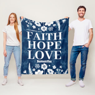 Cobertor De Velo Fé Personalizada, Esperança, Amor Cristão